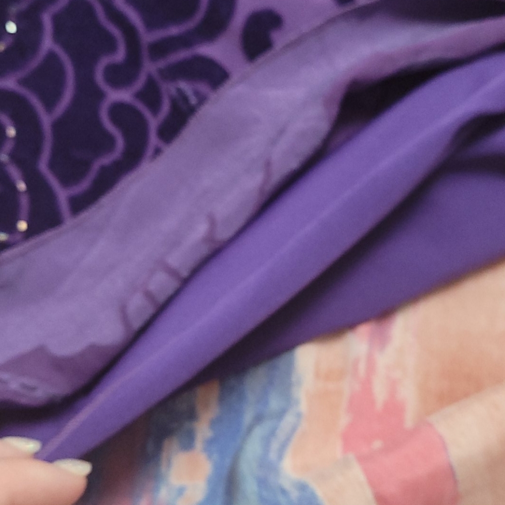 Hale Bob Purple Silk Velvet Floral Colorful Blouse - Picture 10 of 12
